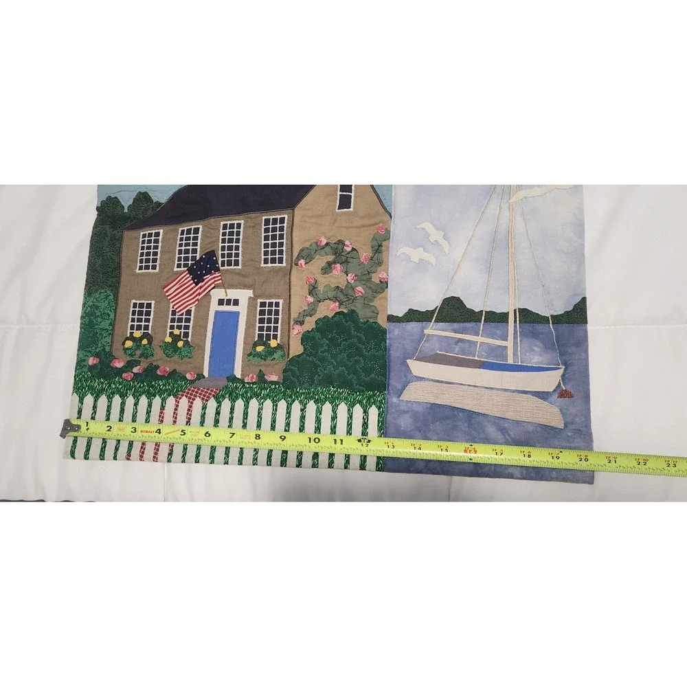 Signed Donna‎ Albert 1994 Nantucket Quilt Wall Hanging 21x45 w/ COA Coastal